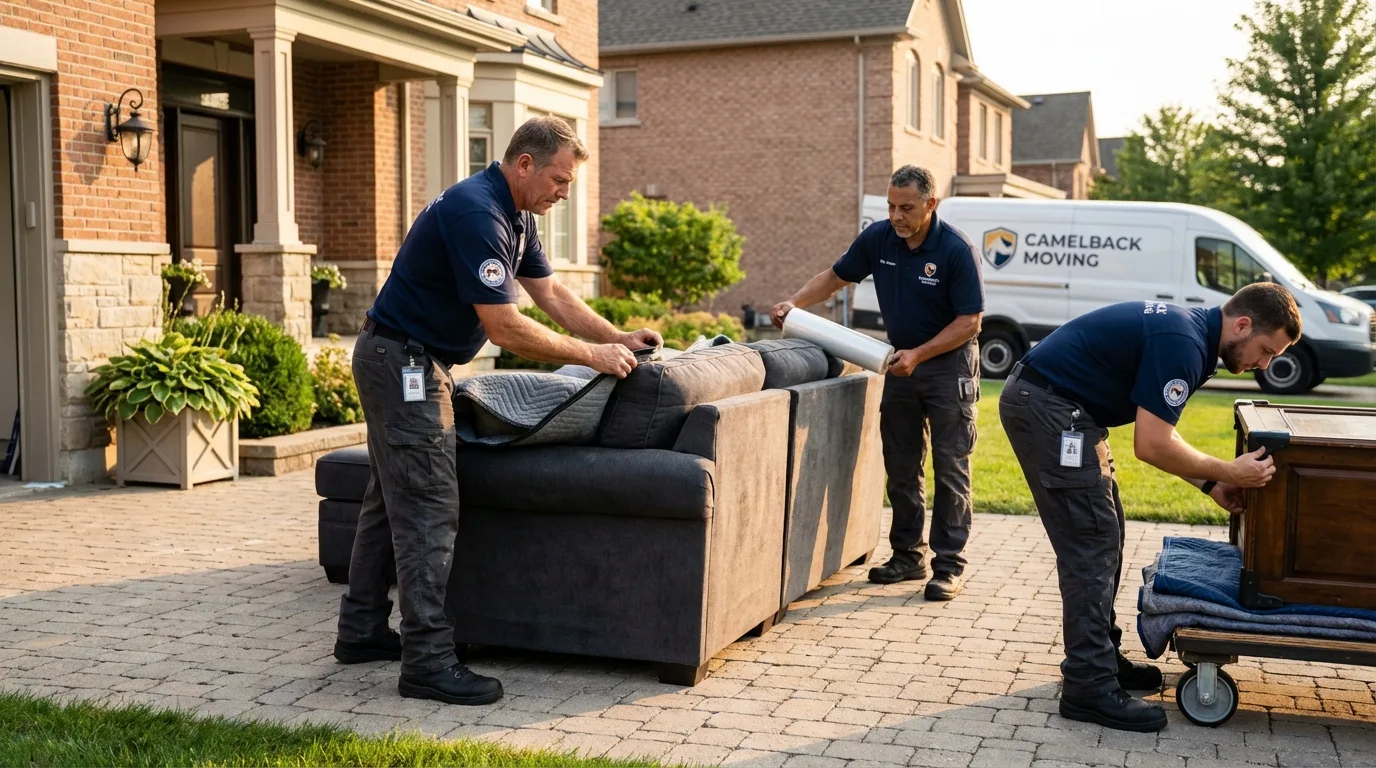 Large estate moving crew wrapping furniture in West Jefferson, OH